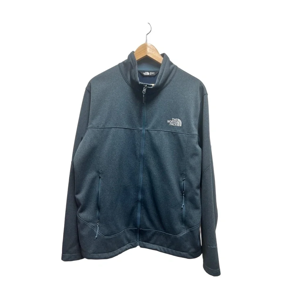 The North Face Mens Large Dark Grey Heather Full Zip Windwall Soft Shell Jacket